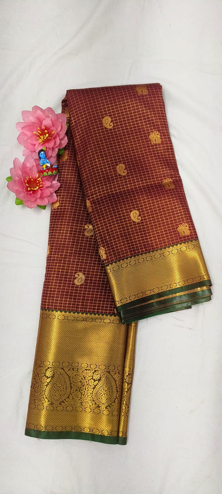 Kanchipuram style semi-silk saree