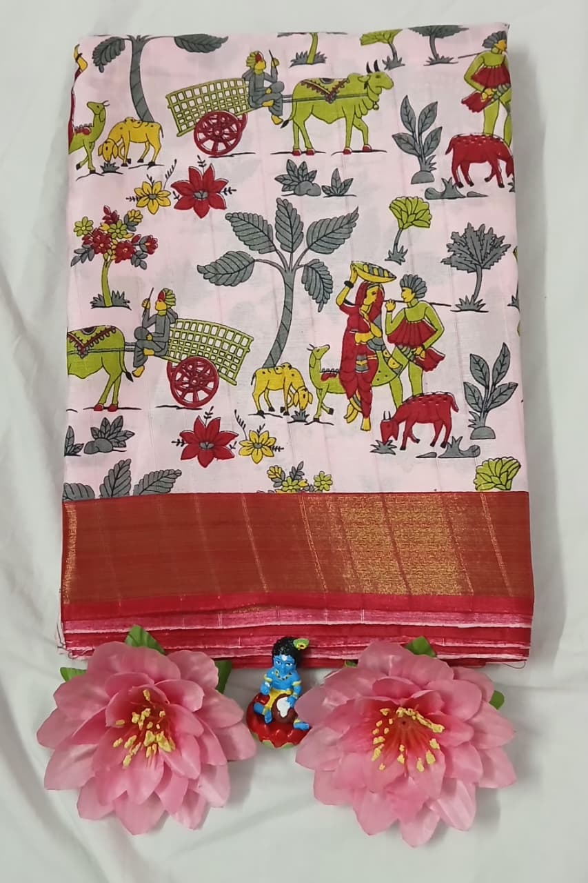 Nature Printed Cotton Office Look Saree