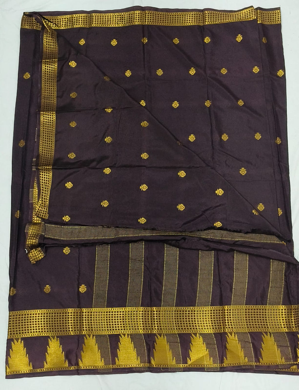 Traditional Temple Border Mysore CrepeSilk Saree