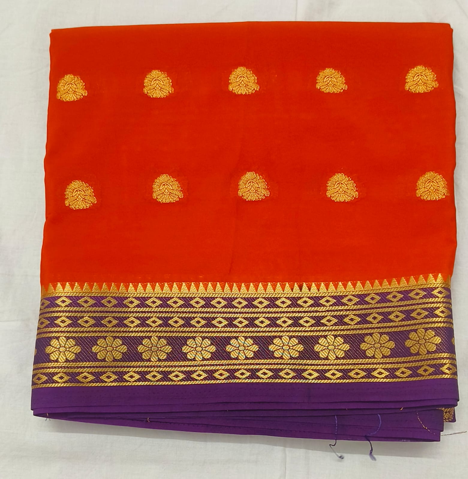 Half And Half Mysore Semi Crepe Saree