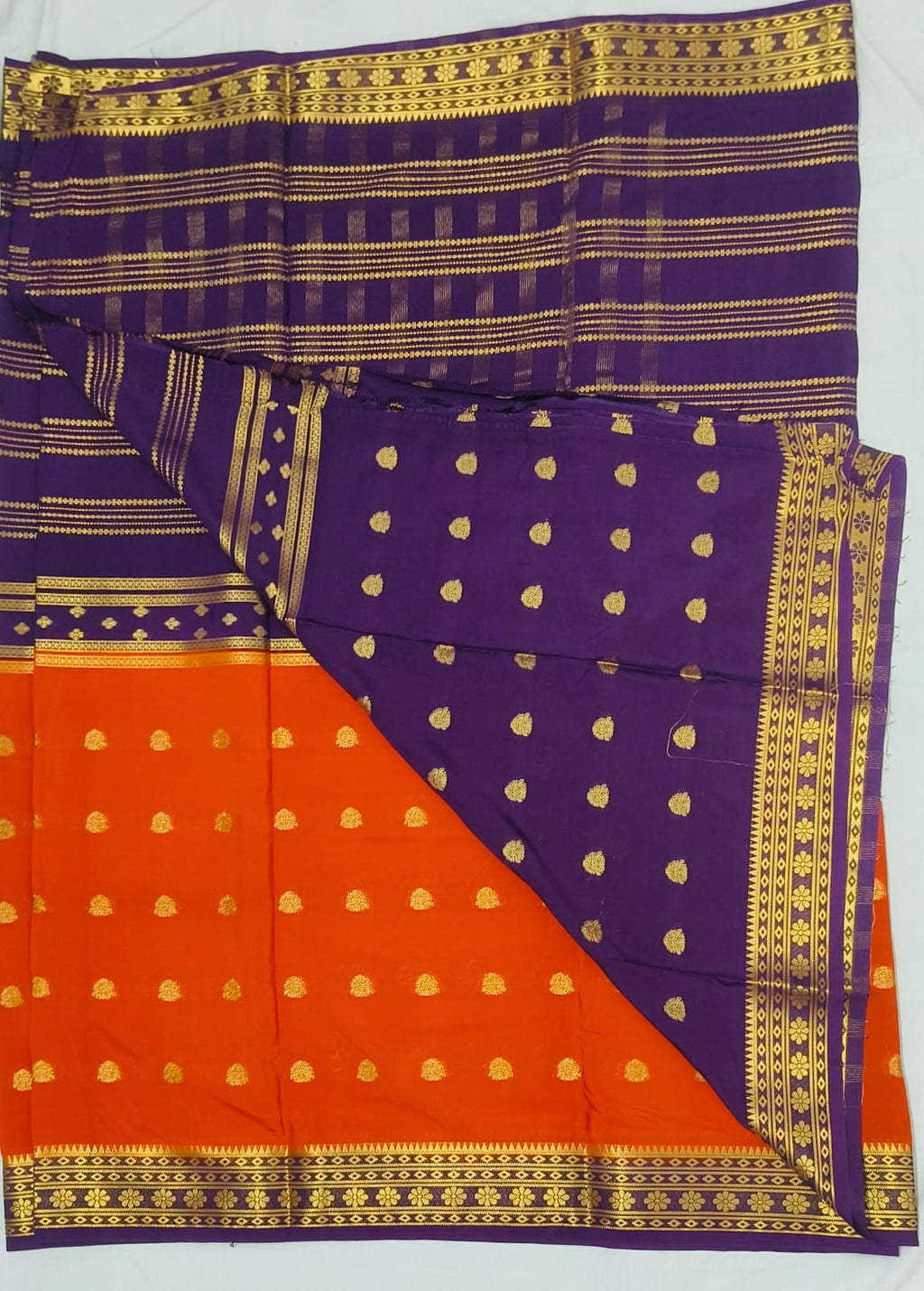 Half And Half Mysore Semi Crepe Saree