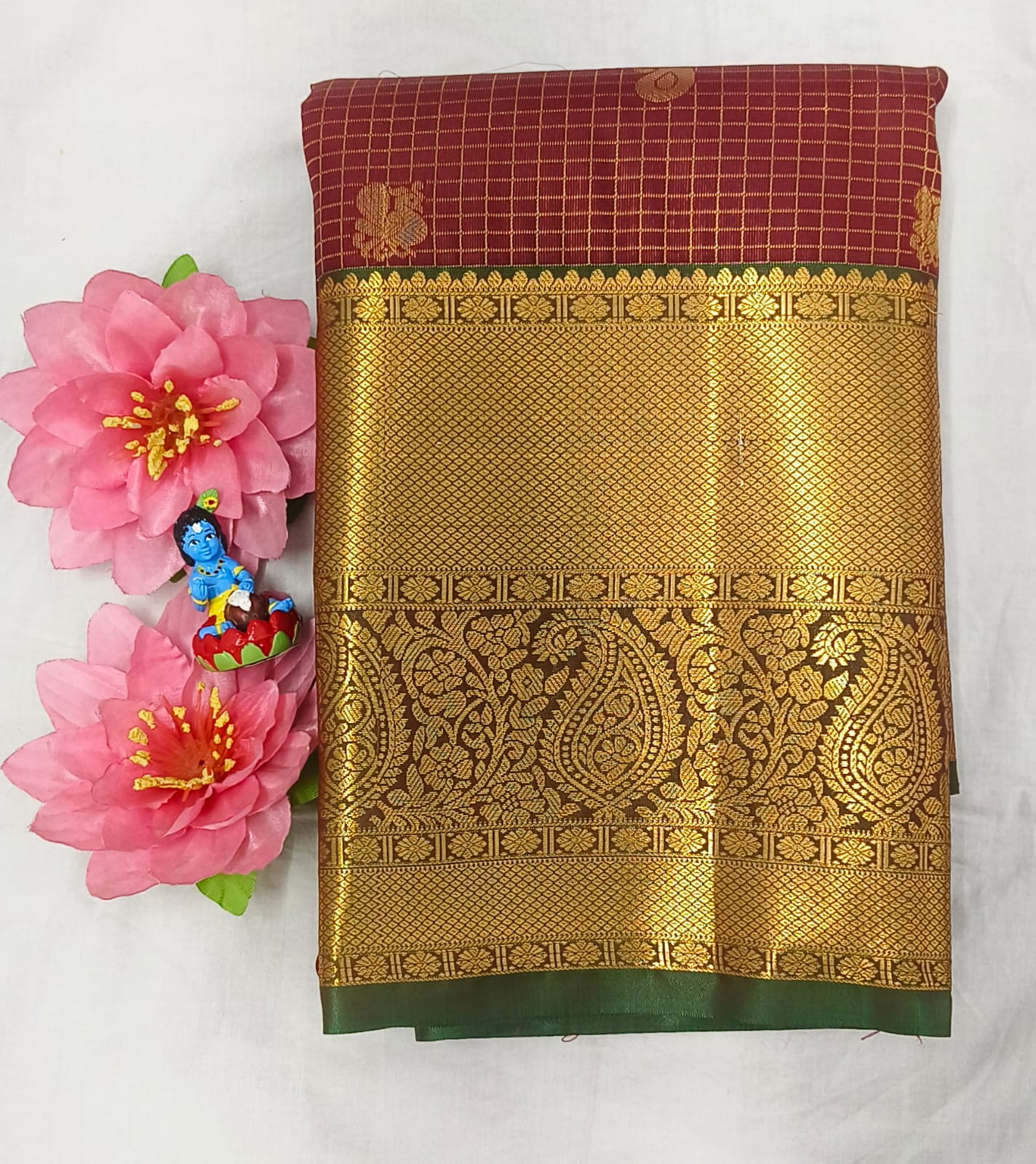 Kanchipuram style semi-silk saree
