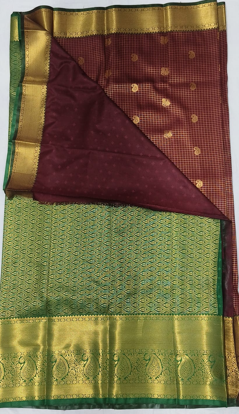 Kanchipuram style semi-silk saree